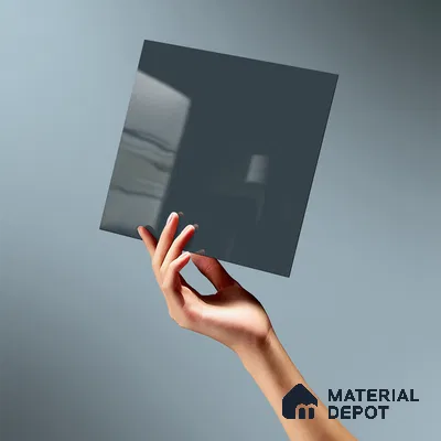 LM 21055 D Charcoal Grey Solid Color Glossy Finish 8 ft x 4 ft Decorative Laminate - 1 mm | Suitable for Living Room, Kitchen, Office