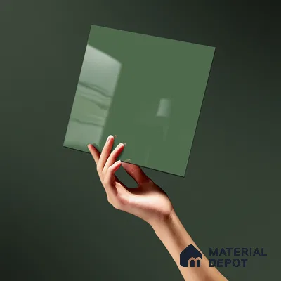 LM 21066 H Olive Green Solid Color Glossy Finish 8 ft x 4 ft Decorative Laminate - 1 mm | Suitable for Living Room, Kitchen, Office