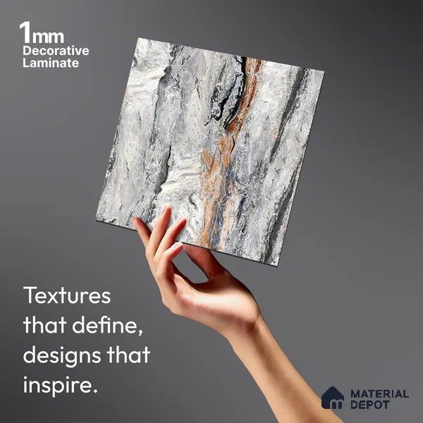 LM 21105 Volcanic Ridge Digital High Gloss Finish 8 ft x 4 ft Decorative Laminate - 1 mm | Suitable for TV Unit, Wardrobe, Kitchen Cabinets