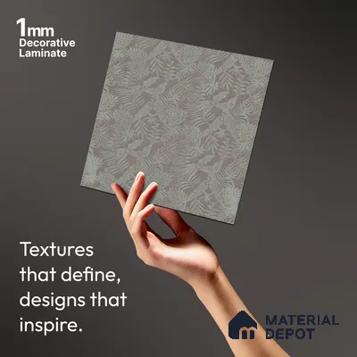 Patterned Look LM 21106 Satin Botanical Leaf Super Matte Finish 8 ft x 4 ft Decorative Laminate - 1 mm | Suitable for Bedroom, TV Unit, Wardrobe