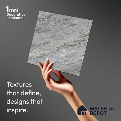 Stone Look LM 21107 B Glacier Mist Noble Diagon Texture Finish 8 ft x 4 ft Decorative Laminate - 1 mm | Suitable for TV Unit, Wardrobe, Kitchen Cabinets