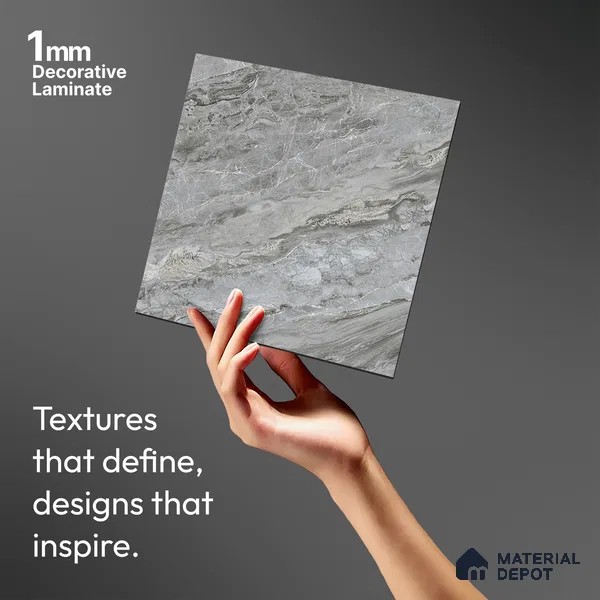Stone Look LM 21107 B Glacier Mist Noble Diagon Texture Finish 8 ft x 4 ft Decorative Laminate - 1 mm | Suitable for TV Unit, Wardrobe, Kitchen Cabinets
