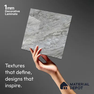 Marble Look LM 21107 C Glacier Mist Marble High Gloss Finish 8 ft x 4 ft Decorative Laminate - 1 mm | Suitable for TV Unit, Wardrobe, Kitchen Cabinets