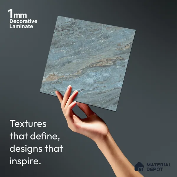 LM 21108 B Ocean Marble Noble Diagon Texture Finish 8 ft x 4 ft Decorative Laminate - 1 mm | Suitable for TV Unit, Wardrobe, Kitchen Cabinets