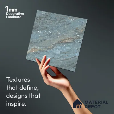 LM 21108 E Ocean Marble Lime Stone Texture Finish 8 ft x 4 ft Decorative Laminate - 1 mm | Suitable for TV Unit, Wardrobe, Kitchen Cabinets