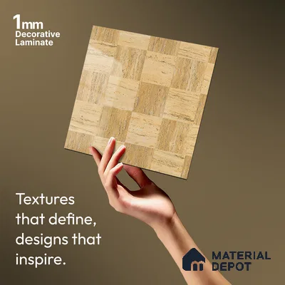 Marble Look LM 21111 Sienna Matrix Marble High Gloss Finish 8 ft x 4 ft Decorative Laminate - 1 mm | Suitable for TV Unit, Wardrobe, Kitchen Cabinets