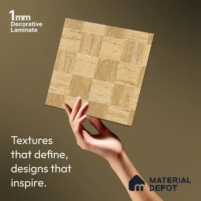 Stone Look LM 21111 B Sienna Matrix Lime Stone Texture Finish 8 ft x 4 ft Decorative Laminate - 1 mm | Suitable for TV Unit, Wardrobe, Kitchen Cabinets