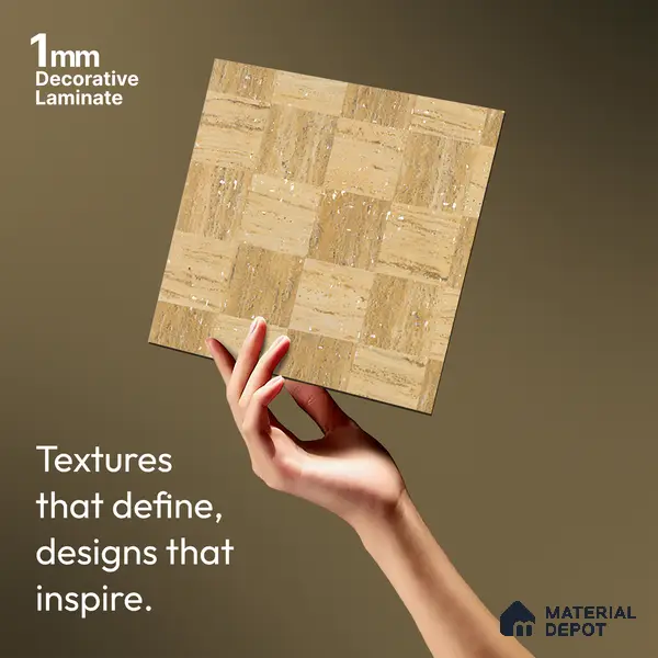 Stone Look LM 21111 B Sienna Matrix Lime Stone Texture Finish 8 ft x 4 ft Decorative Laminate - 1 mm | Suitable for TV Unit, Wardrobe, Kitchen Cabinets