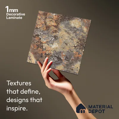 Marble Look LM 21112 Volcanic Burst Royal Marble Texture Finish 8 ft x 4 ft Decorative Laminate - 1 mm | Suitable for TV Unit, Wardrobe, Kitchen Cabinets