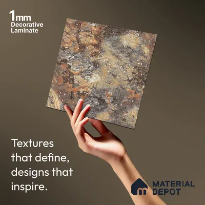 Stone Look LM 21112 D Volcanic Burst Lime Stone Texture Finish 8 ft x 4 ft Decorative Laminate - 1 mm | Suitable for TV Unit, Wardrobe, Kitchen Cabinets