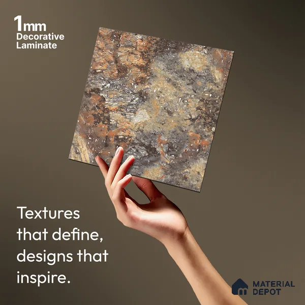 Stone Look LM 21112 D Volcanic Burst Lime Stone Texture Finish 8 ft x 4 ft Decorative Laminate - 1 mm | Suitable for TV Unit, Wardrobe, Kitchen Cabinets