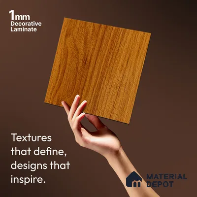 Wooden Look LM 21120 H Golden Elm Zig Wave Texture Finish 8 ft x 4 ft Decorative Laminate - 1 mm | Suitable for TV Unit, Wardrobe, Kitchen Cabinets