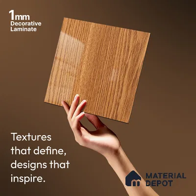 Wooden Look LM 21122 Regal Teak Wooden High Gloss Finish 8 ft x 4 ft Decorative Laminate - 1 mm | Suitable for TV Unit, Wardrobe, Kitchen Cabinets