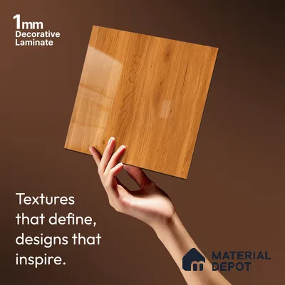 Wooden Look LM 21123 C Amberveil Wooden High Gloss Finish 8 ft x 4 ft Decorative Laminate - 1 mm | Suitable for TV Unit, Wardrobe, Kitchen Cabinets