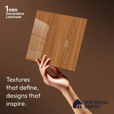 Wooden Look LM 21125 Montevec Wood Wooden High Gloss Finish 8 ft x 4 ft Decorative Laminate - 1 mm | Suitable for TV Unit, Wardrobe, Kitchen Cabinets