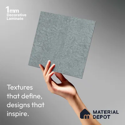 Stone Look LM 21222 Heather Grey Slate 8 ft x 4 ft Texture Finish Decorative Laminate - 1 mm | Suitable for TV Unit, Wardrobe, Kitchen Cabinets