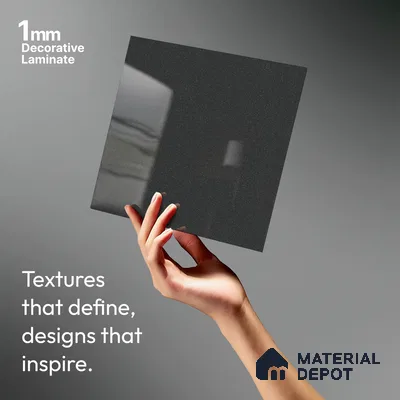LM 21469 GraPhite Grey 8 ft x 4 ft Glossy Finish Decorative Laminate - 1 mm | Suitable for Living Room, Kitchen, Office