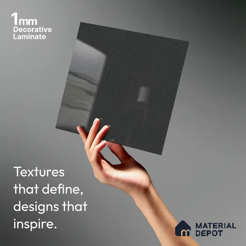LM 21469 GraPhite Grey 8 ft x 4 ft Glossy Finish Decorative Laminate - 1 mm | Suitable for Living Room, Kitchen, Office