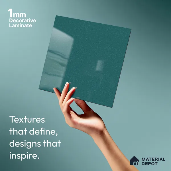 LM 21475 Paris Green 8 ft x 4 ft Glossy Finish Decorative Laminate - 1 mm | Suitable for Living Room, Kitchen, Office