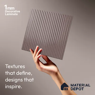 Fluted Solid Color Look LM 21481 Americano 8 ft x 4 ft Glossy Finish Decorative Laminate - 1 mm | Suitable for TV Unit, Wardrobe, Kitchen Cabinets