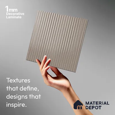 Fluted Solid Color Look LM 21548 Perfect Beige 8ft x 4ft Glossy Finish Decorative Laminate - 1 mm | Suitable for TV Unit, Wardrobe, Kitchen Cabinets