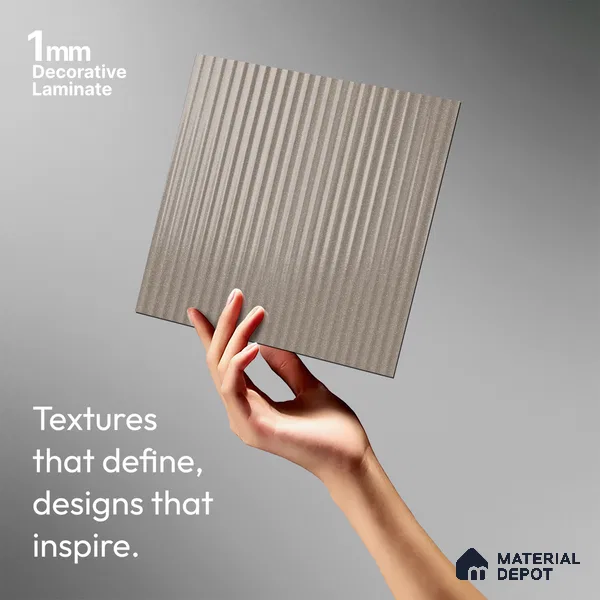 Fluted Solid Color Look LM 21548 Perfect Beige 8ft x 4ft Glossy Finish Decorative Laminate - 1 mm | Suitable for TV Unit, Wardrobe, Kitchen Cabinets