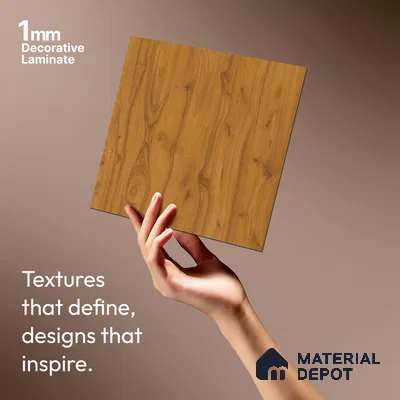 Wooden Look LM 21563 Clementine Teak 8ft x 4ft Texture Finish Decorative Laminate - 1 mm | Suitable for TV Unit, Wardrobe, Kitchen Cabinets