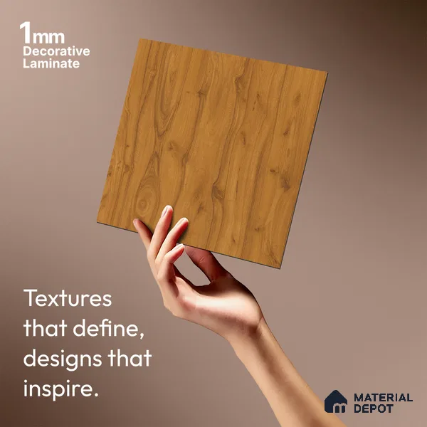 Wooden Look LM 21563 Clementine Teak 8ft x 4ft Texture Finish Decorative Laminate - 1 mm | Suitable for TV Unit, Wardrobe, Kitchen Cabinets