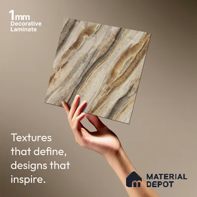 Marble Look LM 21568 Iiiusion Bronze Marble 8ft x 4ft Texture Finish Decorative Laminate - 1 mm | Suitable for TV Unit, Wardrobe, Kitchen Cabinets