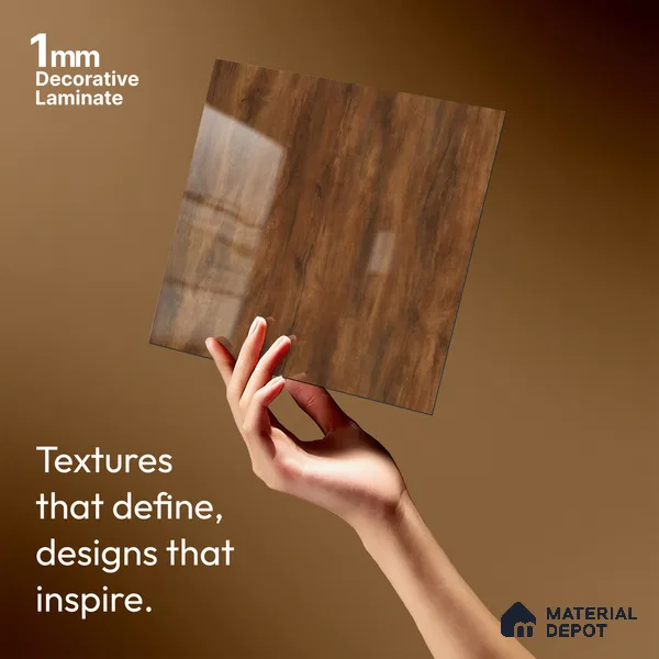 Wooden Look LM 21593 Sunny Yew 8ft x 4ft High Gloss Finish Decorative Laminate - 1 mm | Suitable for TV Unit, Wardrobe, Kitchen Cabinets