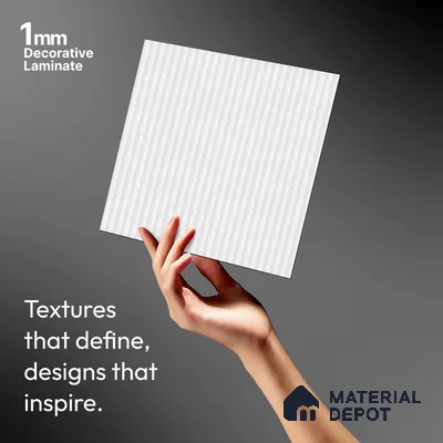 Fluted Solid Color Look LM 21628 Coconut White 8ft x 4ft Texture Finish Decorative Laminate - 1 mm | Suitable for TV Unit, Wardrobe, Kitchen Cabinets