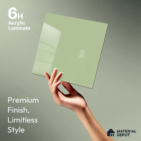 GA 4023 8 ft x 4 ft High Gloss Finish 6H Antiscratch Acrylic Laminate - 1.5 mm | Suitable for Living Room, Kitchen, Office | Matching Edgeband Code EB 4023