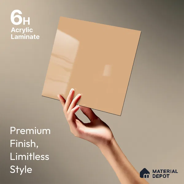 GA 4038 8 ft x 4 ft High Gloss Finish 6H Antiscratch Acrylic Laminate - 1.5 mm | Suitable for Living Room, Kitchen, Office | Matching Edgeband Code EB 4038