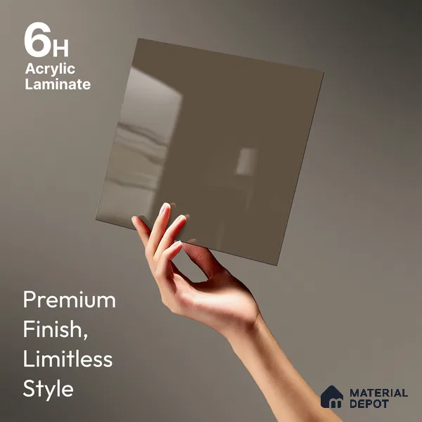 GA 4040 8 ft x 4 ft High Gloss Finish 6H Antiscratch Acrylic Laminate - 1.5 mm | Suitable for Living Room, Kitchen, Office | Matching Edgeband Code EB 4040