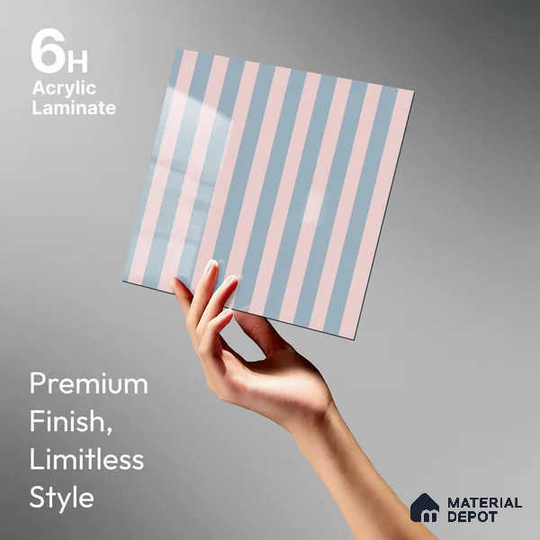 GA 4112 8 ft x 4 ft Stripe Matte Finish 6H Antiscratch Acrylic Laminate - 1.5 mm | Suitable for Living Room, Kitchen, Office