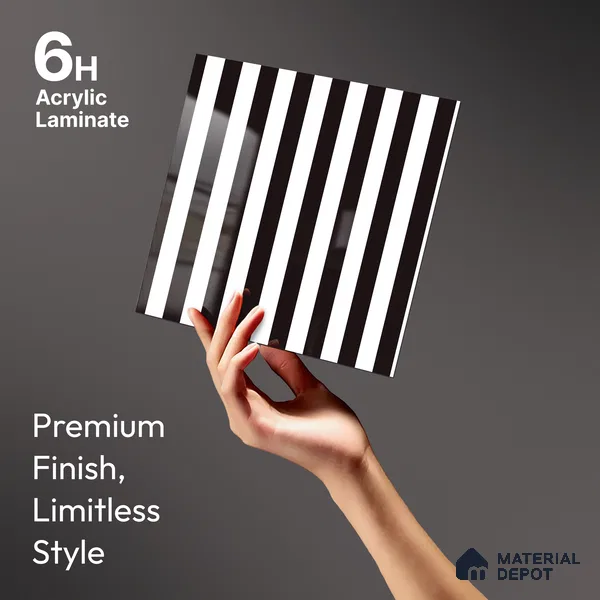 GA 4128 8 ft x 4 ft Stripe Matte Finish 6H Antiscratch Acrylic Laminate - 1.5 mm | Suitable for Living Room, Kitchen, Office