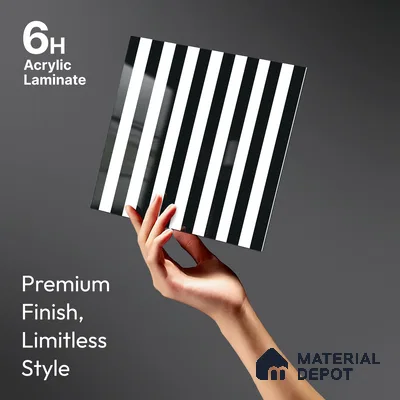 GA 4129 8 ft x 4 ft Stripe Matte Finish 6H Antiscratch Acrylic Laminate - 1.5 mm | Suitable for Living Room, Kitchen, Office