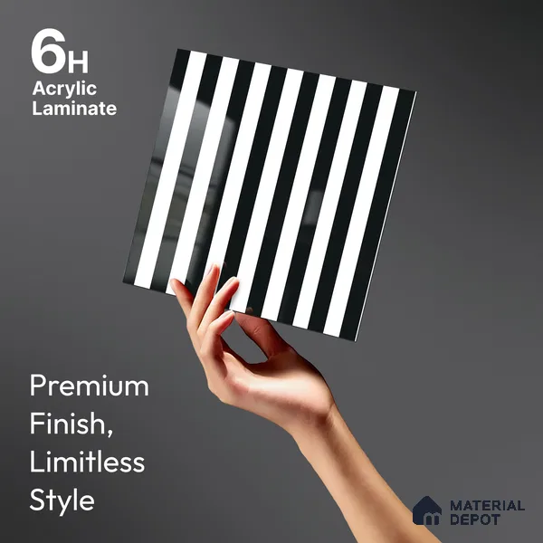 GA 4129 8 ft x 4 ft Stripe Matte Finish 6H Antiscratch Acrylic Laminate - 1.5 mm | Suitable for Living Room, Kitchen, Office