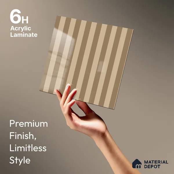 GA 4143 8 ft x 4 ft Stripe Matte Finish 6H Antiscratch Acrylic Laminate - 1.5 mm | Suitable for Living Room, Kitchen, Office