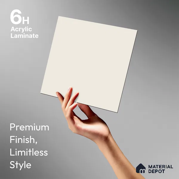 Soft Cream Solid Colors Look LM 21802 8 ft x 4 ft Matte Finish 6H Anti Scratch Acrylic Laminate - 1.5 mm | Suitable for Living Room, Kitchen, Office
