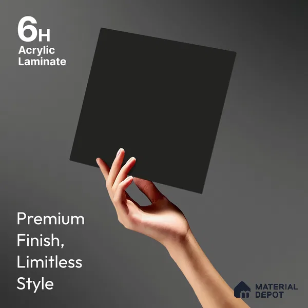 Charcoal Black Solid Colors Look LM 21803 8 ft x 4 ft Matte Finish 6H Anti Scratch Acrylic Laminate - 1.5 mm | Suitable for Living Room, Kitchen, Office