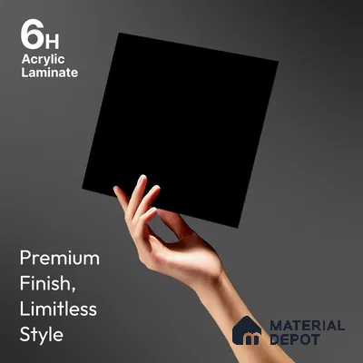 Pure Black Solid Colors Look LM 21804 8 ft x 4 ft Matte Finish 6H Anti Scratch Acrylic Laminate - 1.5 mm | Suitable for Living Room, Kitchen, Office