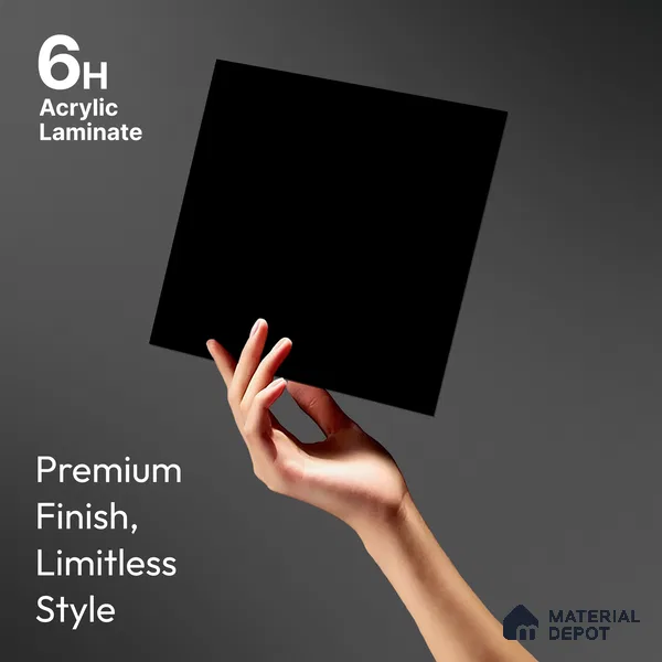 Pure Black Solid Colors Look LM 21804 8 ft x 4 ft Matte Finish 6H Anti Scratch Acrylic Laminate - 1.5 mm | Suitable for Living Room, Kitchen, Office