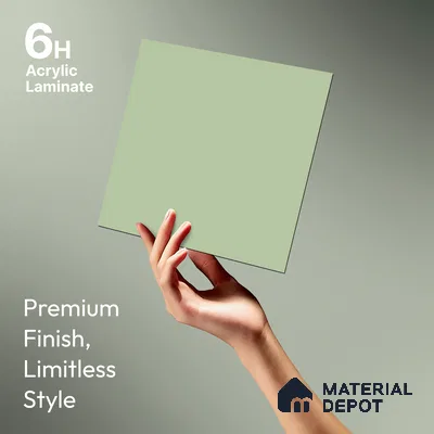 Pale Sage Green Solid Colors Look LM 21805 8 ft x 4 ft Matte Finish 6H Anti Scratch Acrylic Laminate - 1.5 mm | Suitable for Living Room, Kitchen, Office