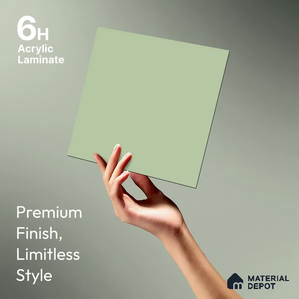 Pale Sage Green Solid Colors Look LM 21805 8 ft x 4 ft Matte Finish 6H Anti Scratch Acrylic Laminate - 1.5 mm | Suitable for Living Room, Kitchen, Office