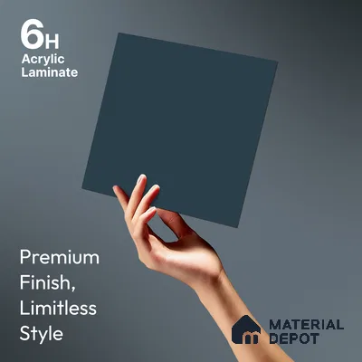 Slate Blue Solid Colors Look LM 21819 8 ft x 4 ft Matte Finish 6H Anti Scratch Acrylic Laminate - 1.5 mm | Suitable for Living Room, Kitchen, Office