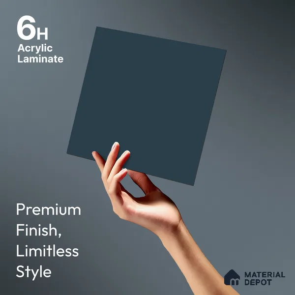 Slate Blue Solid Colors Look LM 21819 8 ft x 4 ft Matte Finish 6H Anti Scratch Acrylic Laminate - 1.5 mm | Suitable for Living Room, Kitchen, Office