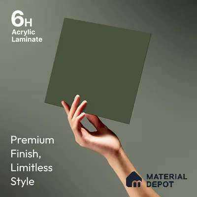 Deep Olive Green Solid Colors Look LM 21820 8 ft x 4 ft Matte Finish 6H Anti Scratch Acrylic Laminate - 1.5 mm | Suitable for Living Room, Kitchen, Office