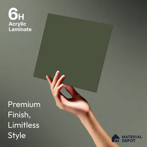Deep Olive Green Solid Colors Look LM 21820 8 ft x 4 ft Matte Finish 6H Anti Scratch Acrylic Laminate - 1.5 mm | Suitable for Living Room, Kitchen, Office