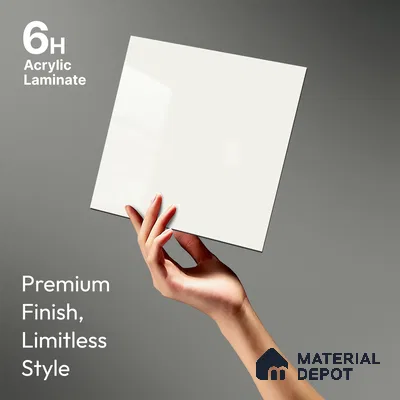 High Gloss Pure White Solid Colors Look LM 23248 High Gloss Pure White 8 ft x 4 ft High Gloss Finish 6H Anti Scratch Acrylic Laminate - 1.5 mm | Suitable for Living Room, Kitchen, Office